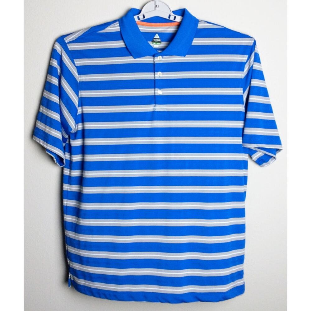Bolle Men's Golf Polo. Large. Blue Gray Striped